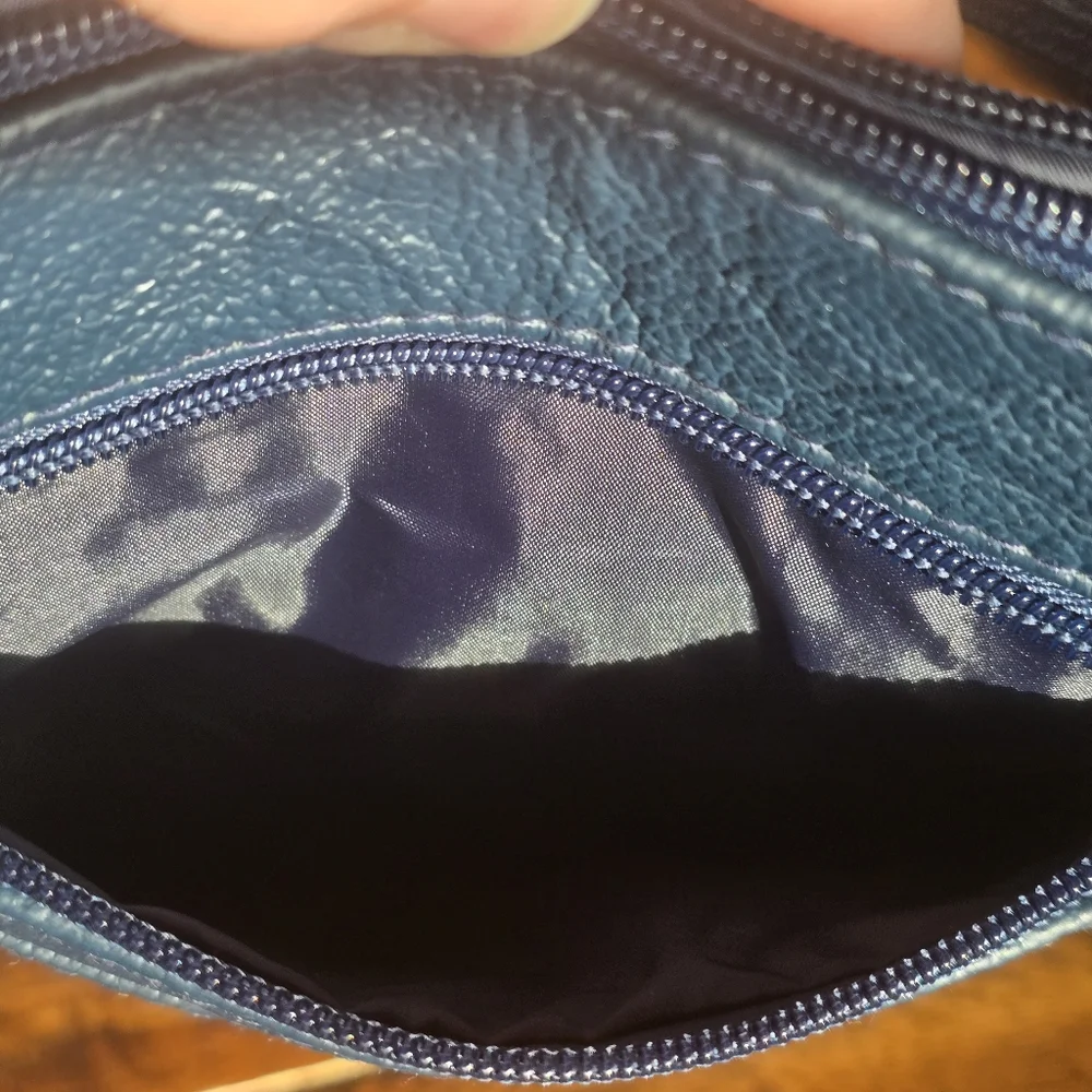 MAZE Exclusive Blue Genuine Leather Crossbody Organizer Bag | Multi-Zip Purse
